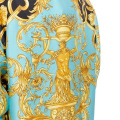 new VERSACE Runway Statue Barocco green blue baroque print silk shirt EU42 XL