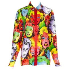 new VERSACE Runway Tribute pop art Marilyn Monroe James Dean siilk shirt IT42 M