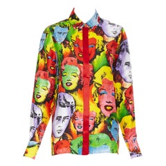 new VERSACE Runway Tribute pop art Marilyn Monroe James Dean silk shirt IT42 M