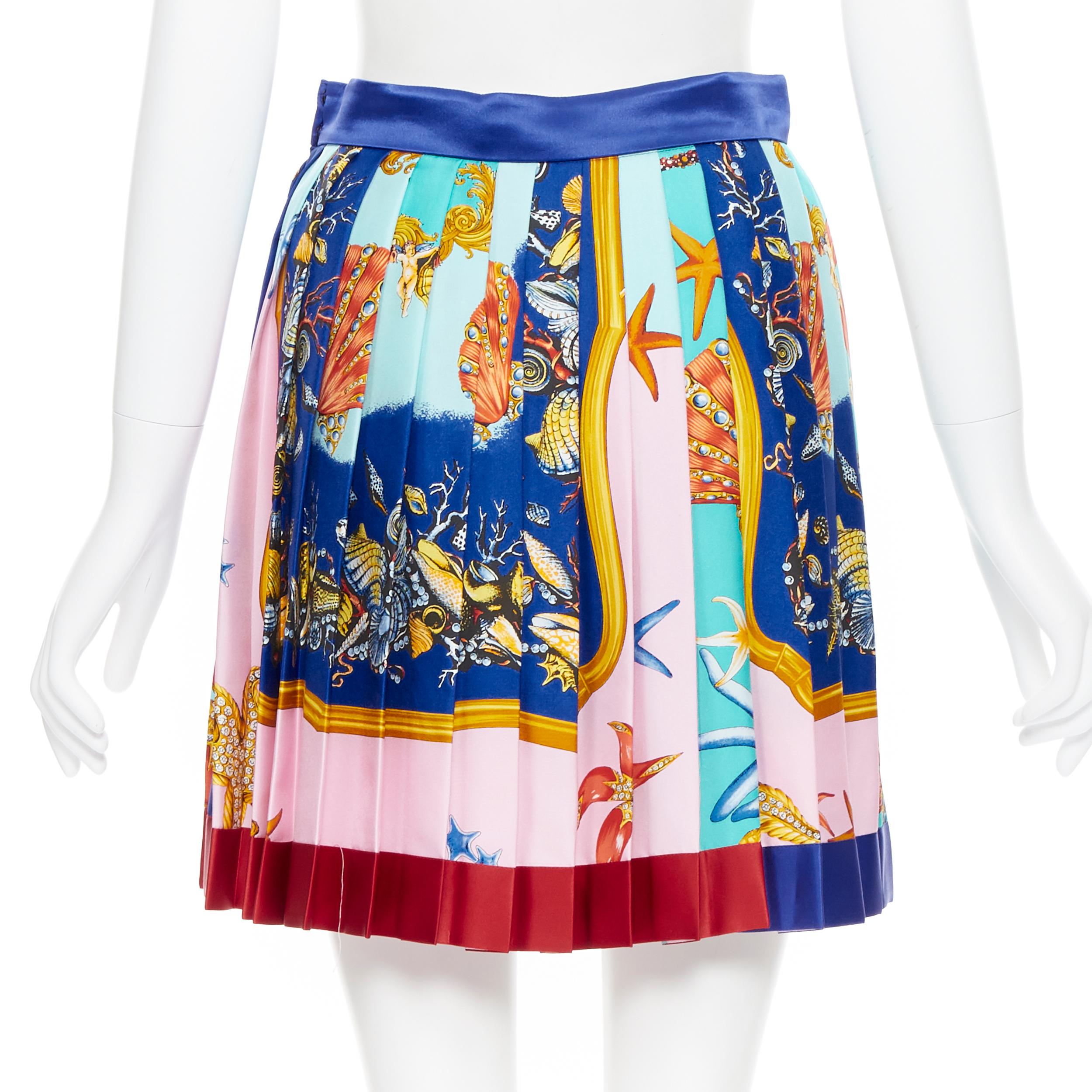 new VERSACE Runway Tribute Tresor De La Mer 1992 pleated silk mini skirt IT38 S In New Condition In Hong Kong, NT