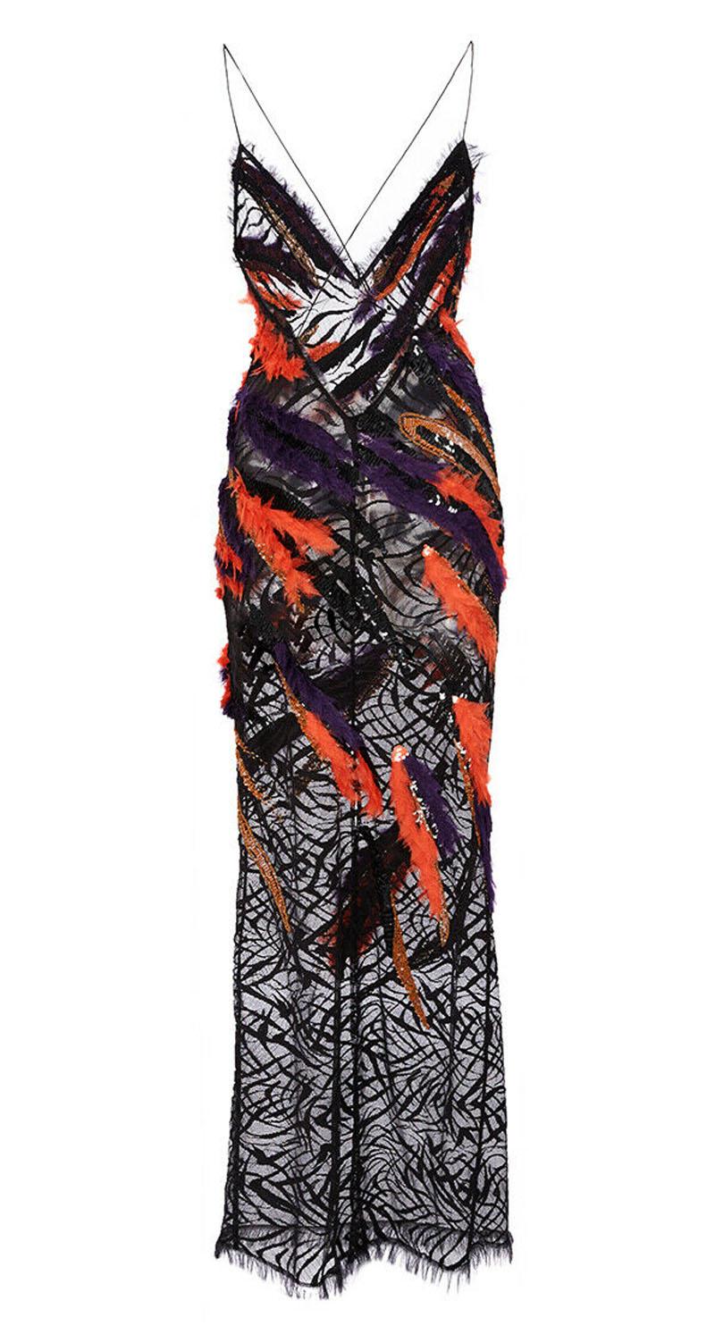 Neu Versace Laufsteg Kleid mit tiefem Ausschnitt und Tüllverzierung 38 Taylor Hill im Angebot 7