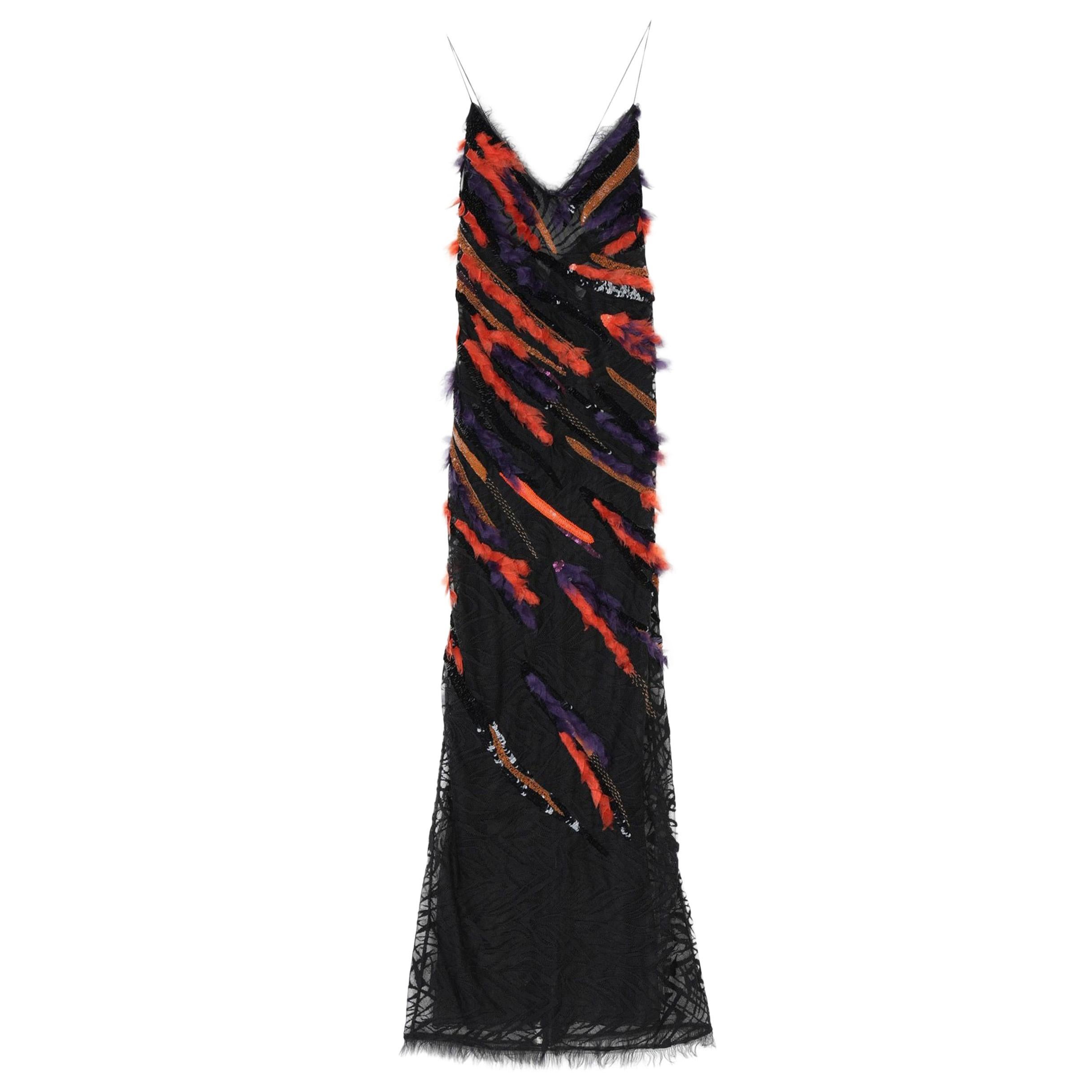 Neu Versace Laufsteg Kleid mit tiefem Ausschnitt und Tüllverzierung 38 Taylor Hill im Angebot