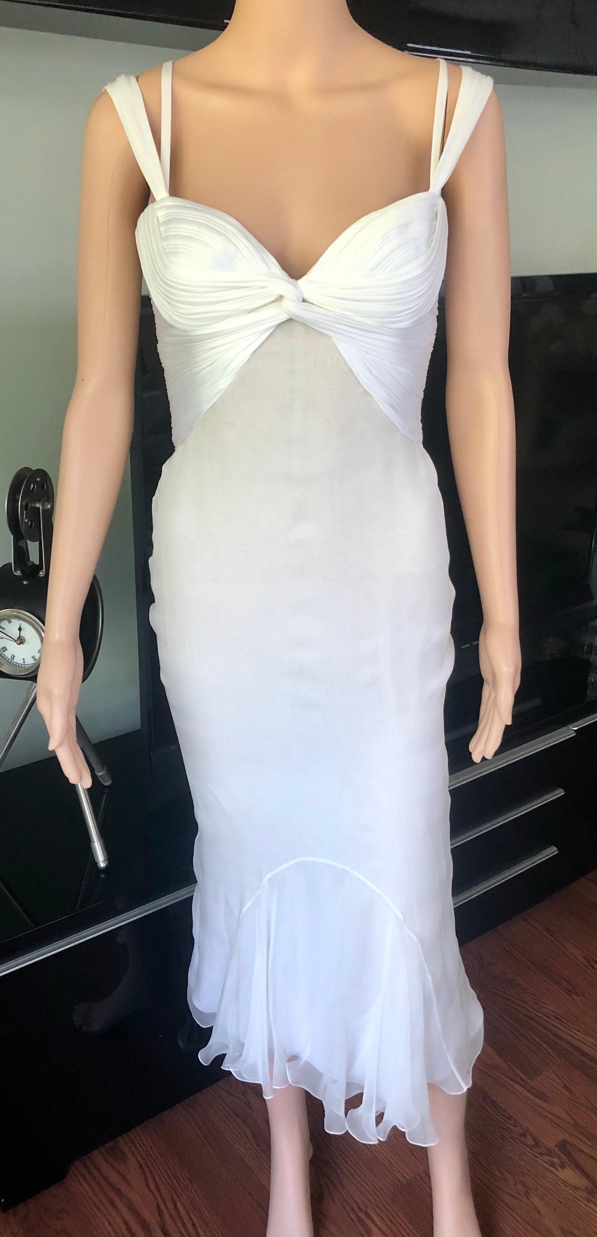 New Versace S/S 2006 Runway Bustier Cutout Silk Ivory Dress In New Condition In Naples, FL