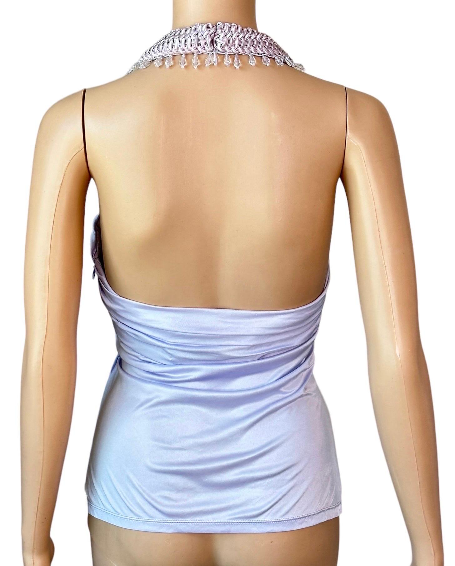 Women's or Men's New Versace S/S 2006 Runway Crystal Embellished Halter Top For Sale