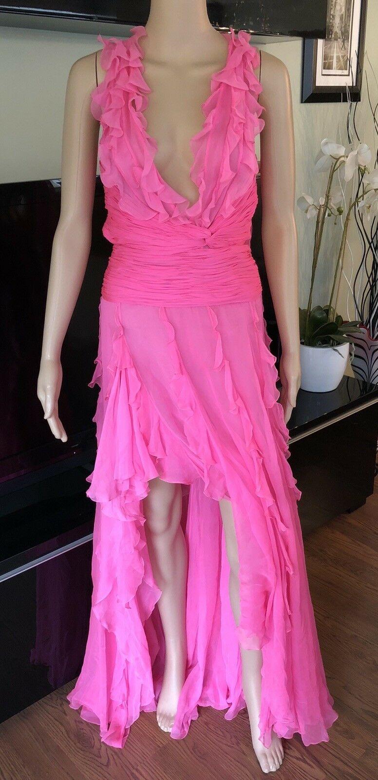Neu Versace S/S 2004 Laufsteg Kleid mit tiefem Ausschnitt und offenem Rückenausschnitt (Pink)