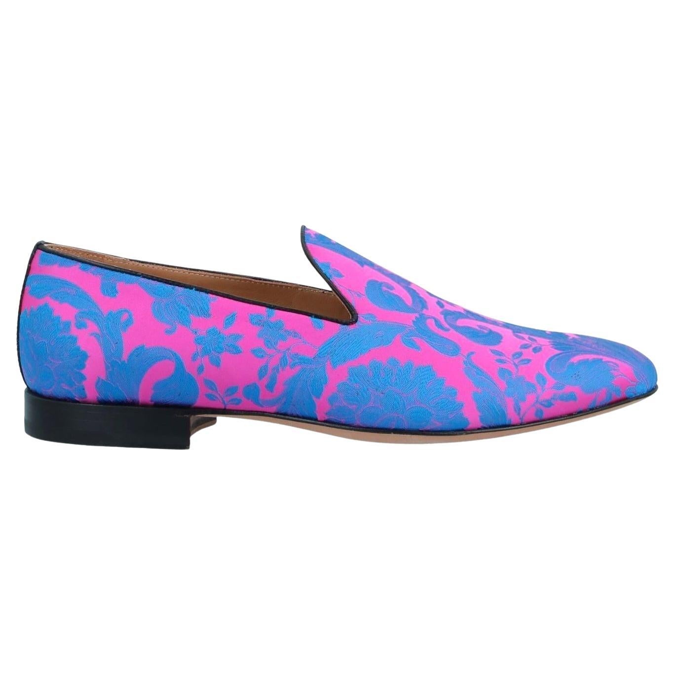 New VERSACE SATIN BAROQUE LOAFERS SHOES in BLUE and PINK 
