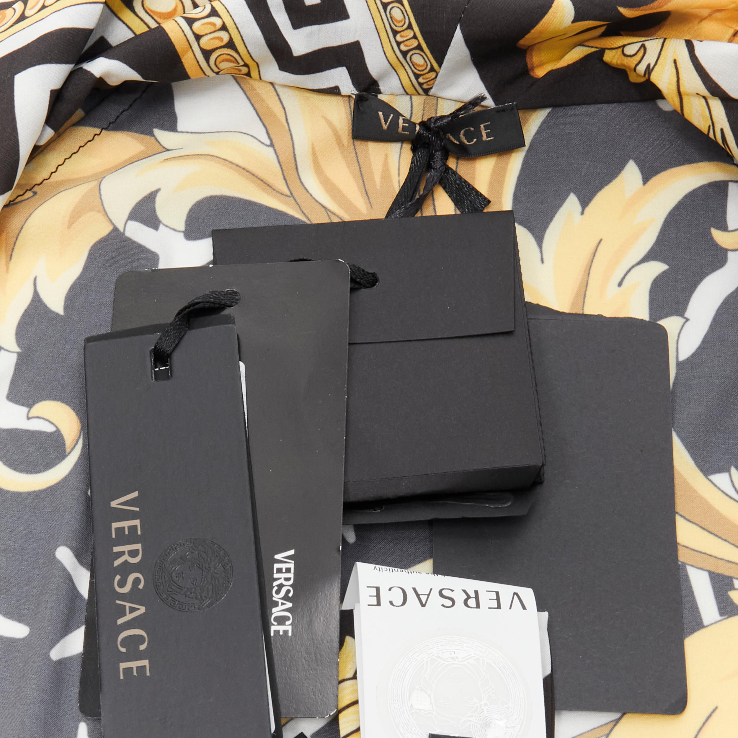 new VERSACE Savage Barocco black gold plunge neck bodysuit top IT38 XS 7