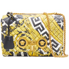 nouveau VERSACE Savage Barocco gold black diamond quilted leather Icon shoulder bag