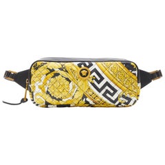 new VERSACE Savage Barocco Medusa gold black print leather crossbody waist bag