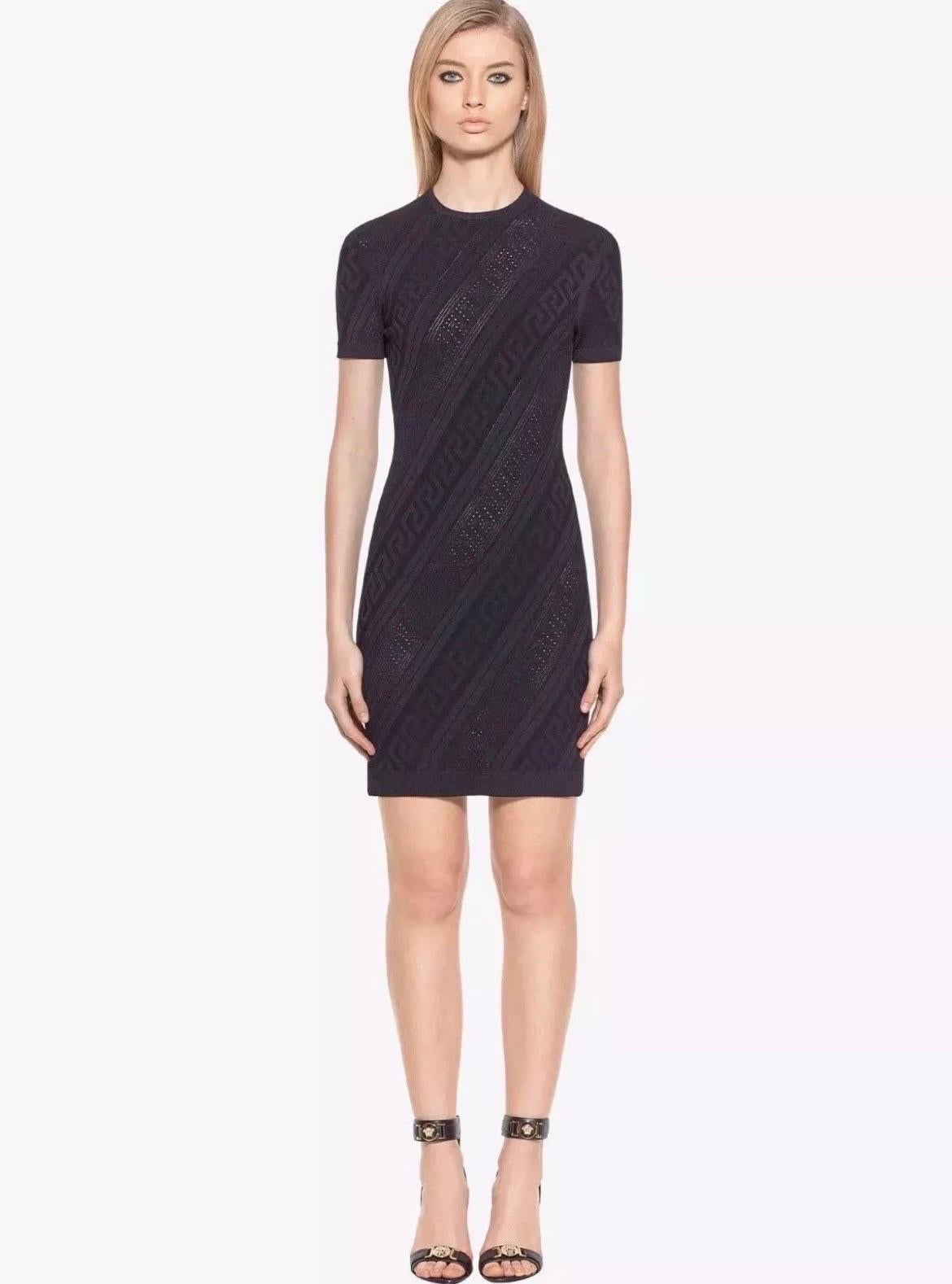Donna New Versace Vestito in maglia nera senza cuciture 42 - 6 in vendita