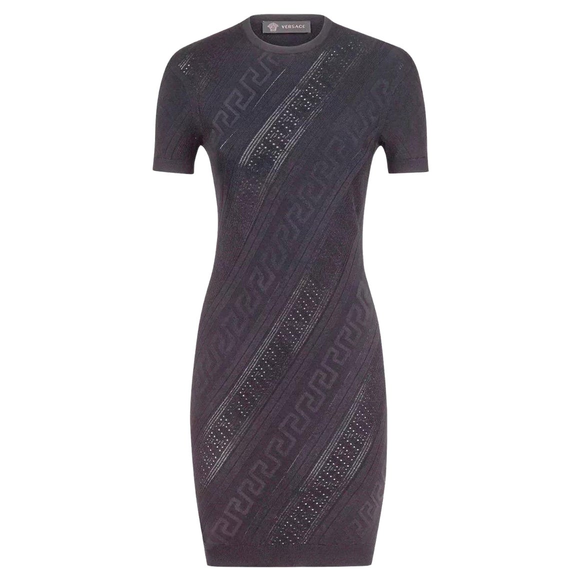 New Versace Vestito in maglia nera senza cuciture 42 - 6 in vendita