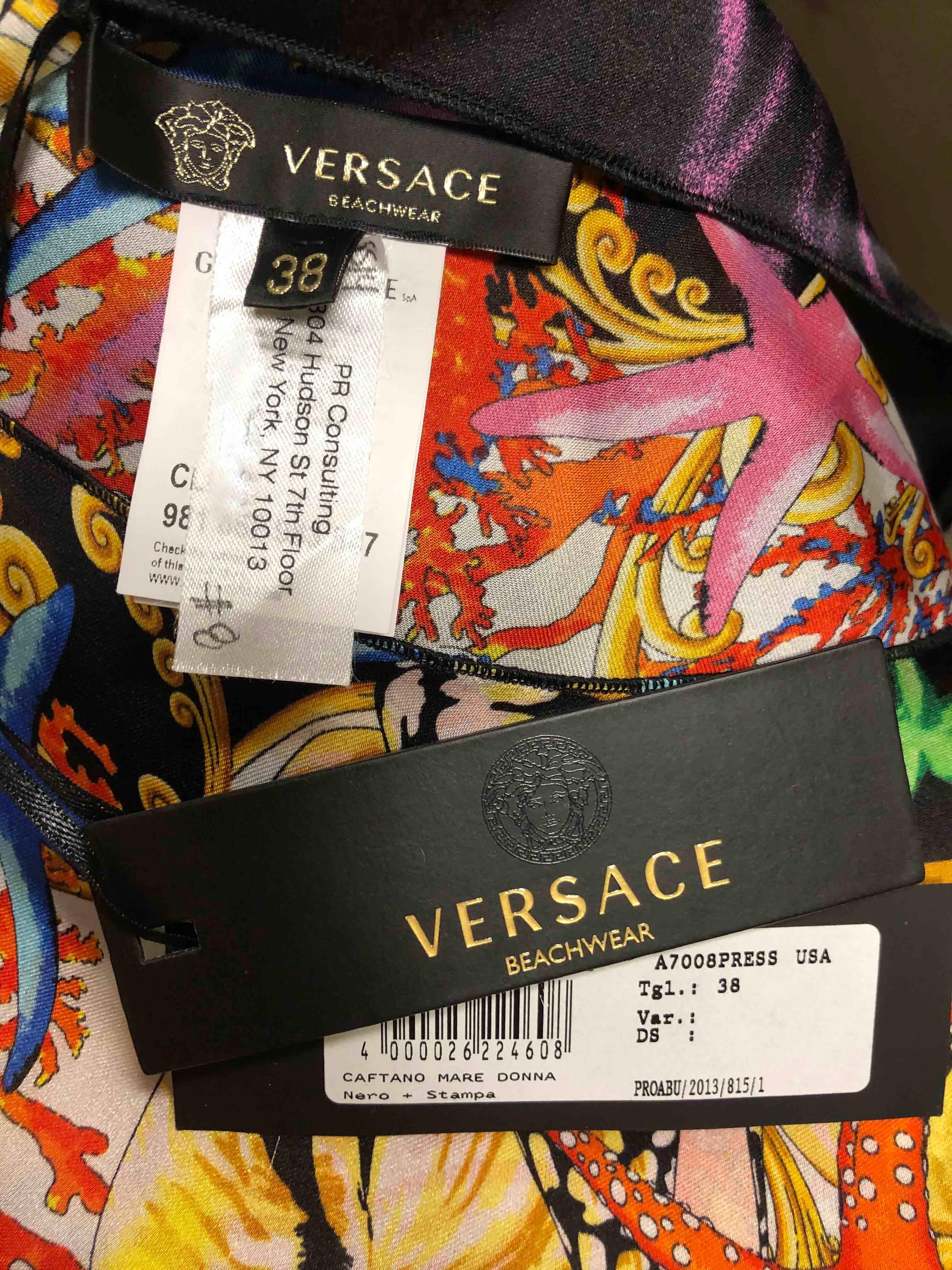 NEW VERSACE SEASHELL and GRAFFITI PRINT 100% SILK PANT SUIT Size 38 For Sale 10