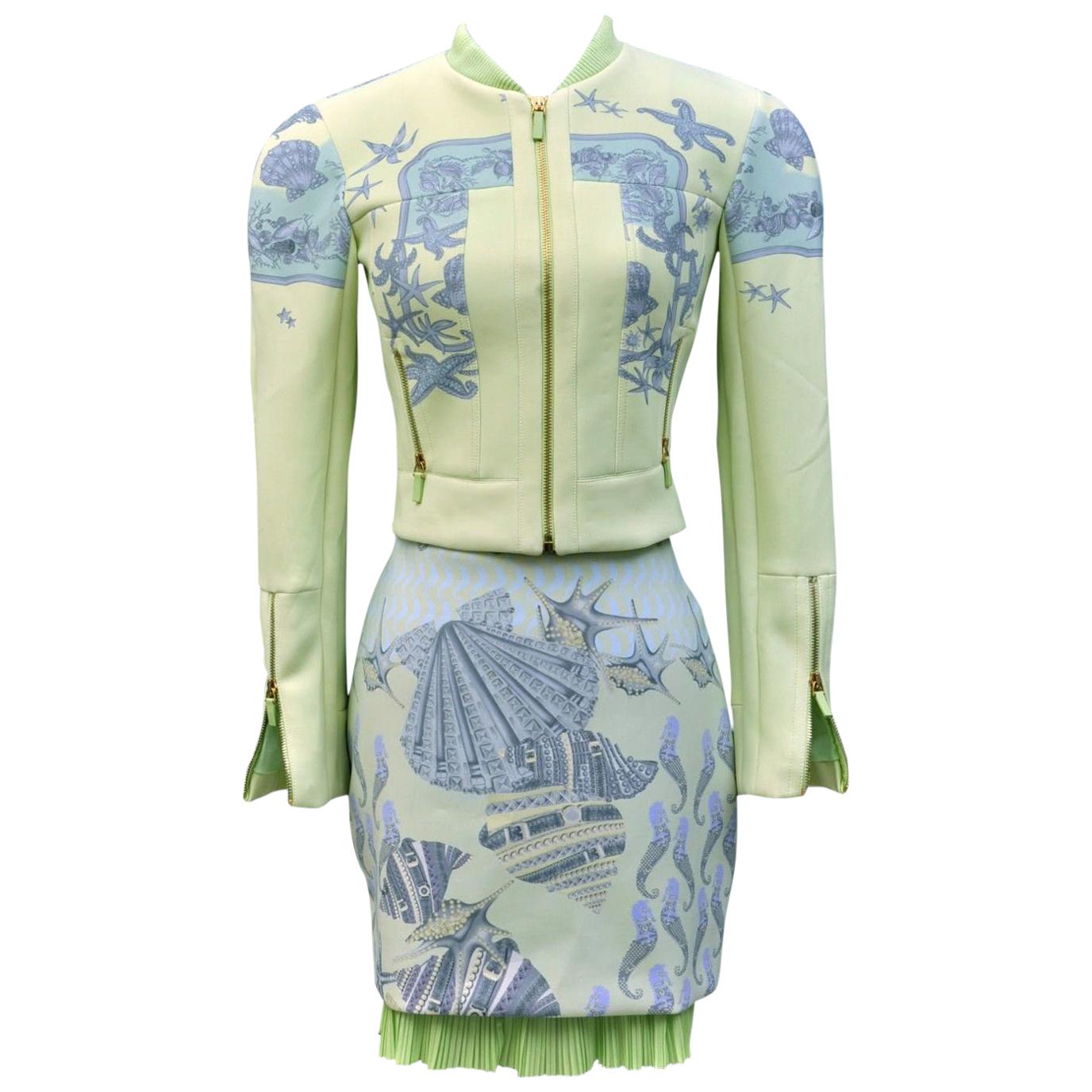 New VERSACE Seashell Print Jacket and Skirt Suit