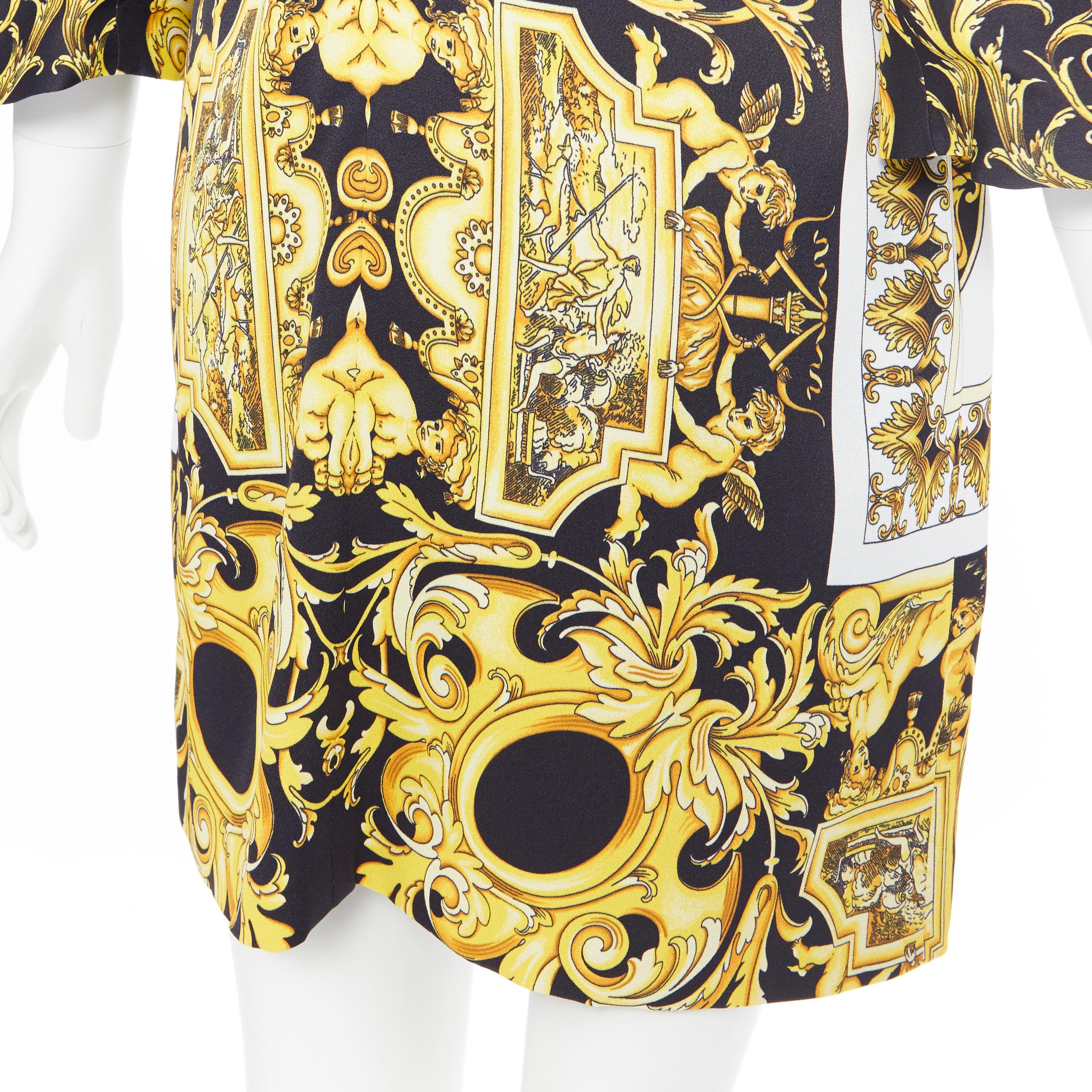 new VERSACE Signature Baroque Cherub Medusa printed viscose shift dress IT38 XS 5
