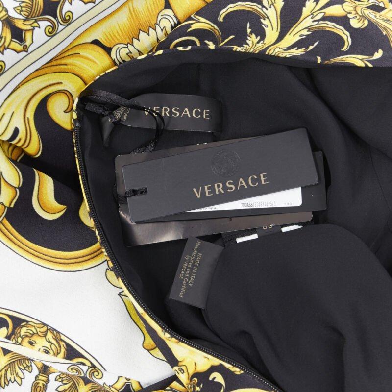 new VERSACE Signature Baroque Cherub Medusa printed viscose shift dress IT38 XS For Sale 8