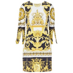 new VERSACE Signature Baroque Cherub Medusa printed viscose shift dress IT38 XS