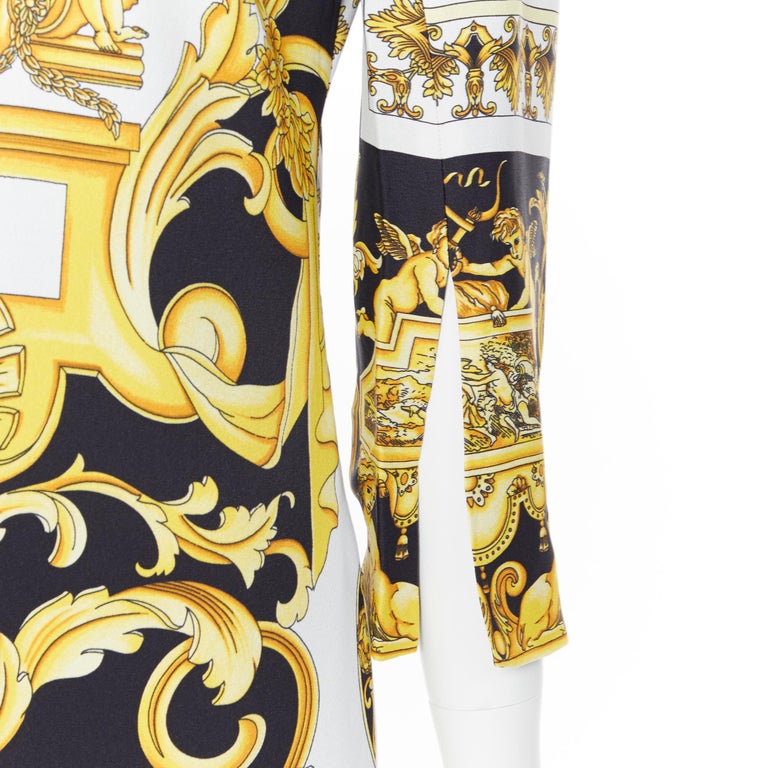 Cotton Fabric, Versace Signature Iconic Golden Baroque Swirls