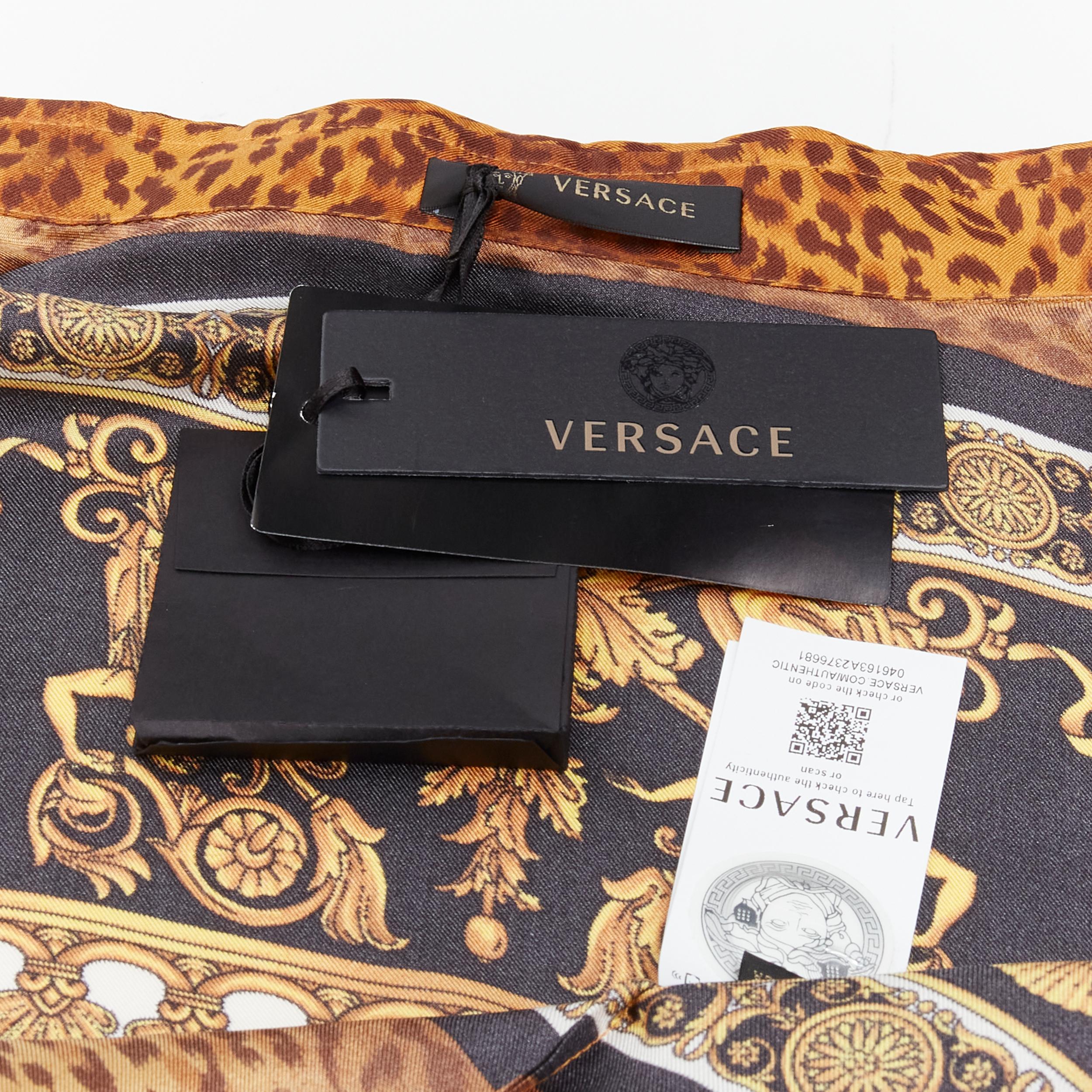 new VERSACE Signature Wild Leopard print Barocco silk shirt EU41 L 1