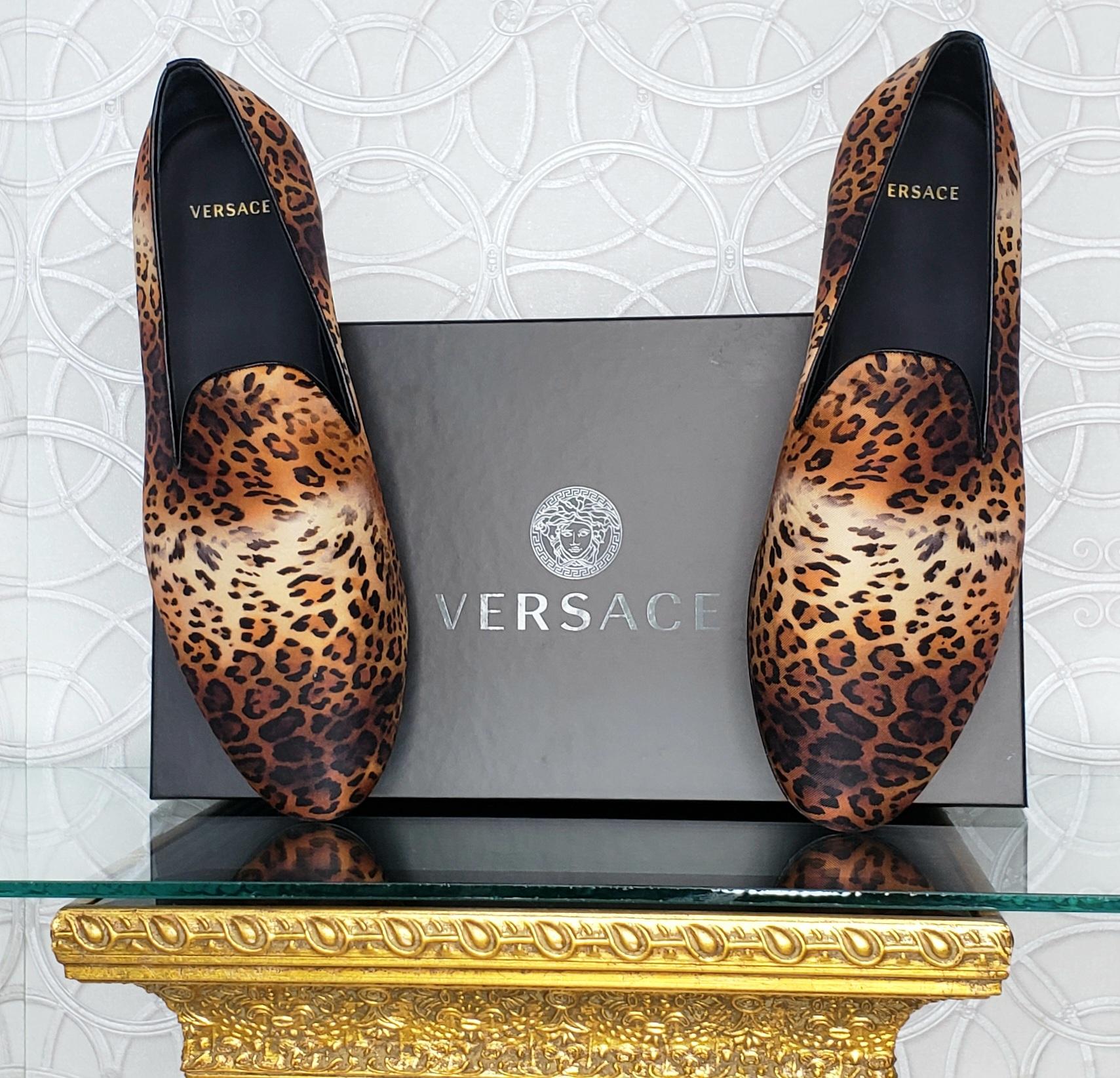 New Versace Silk Leopard Print Loafers Shoes  9.5; 10; 13; 14 For Sale 2