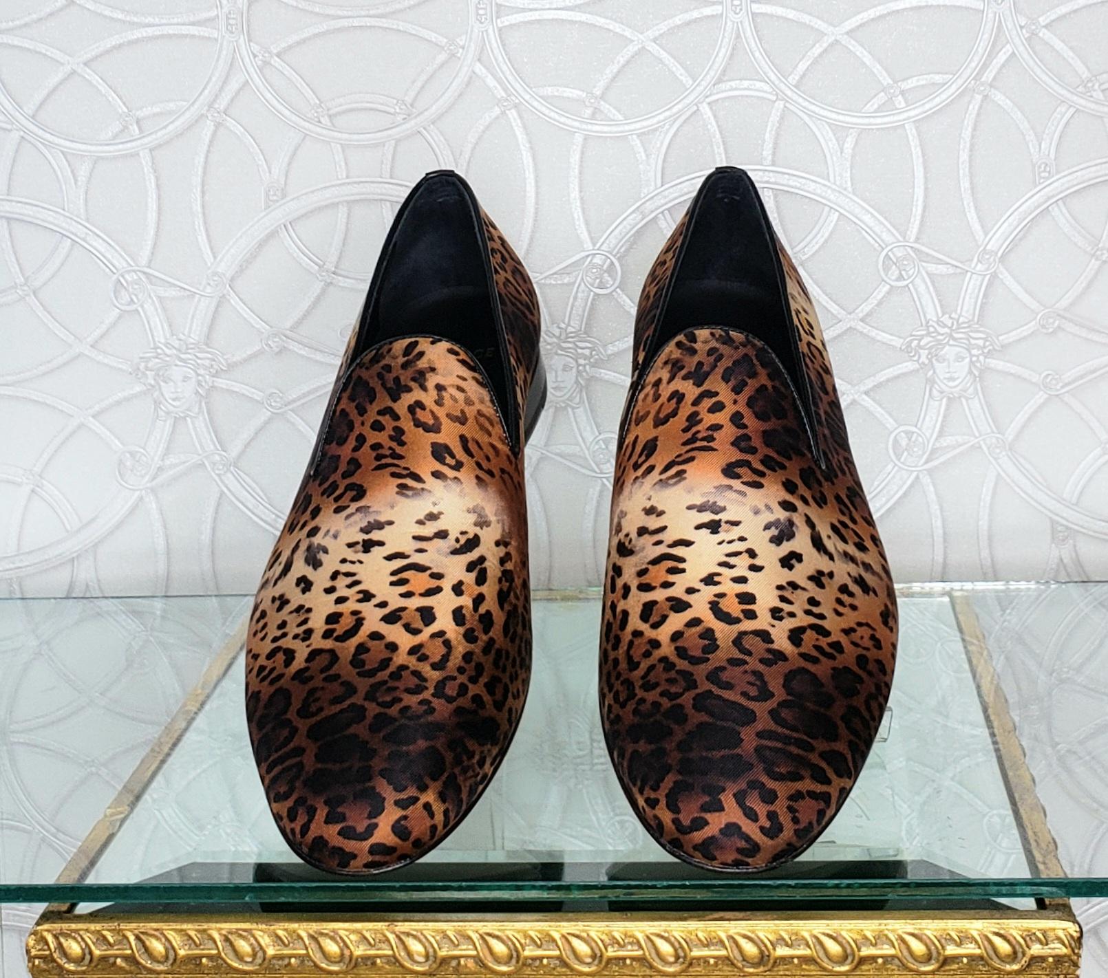 New Versace Silk Leopard Print Loafers Shoes  9.5; 10; 13; 14 For Sale 4