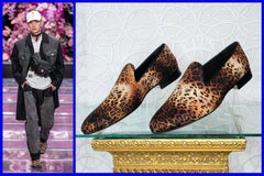 New Versace Silk Leopard Print Loafers Shoes  9.5; 10; 13; 14