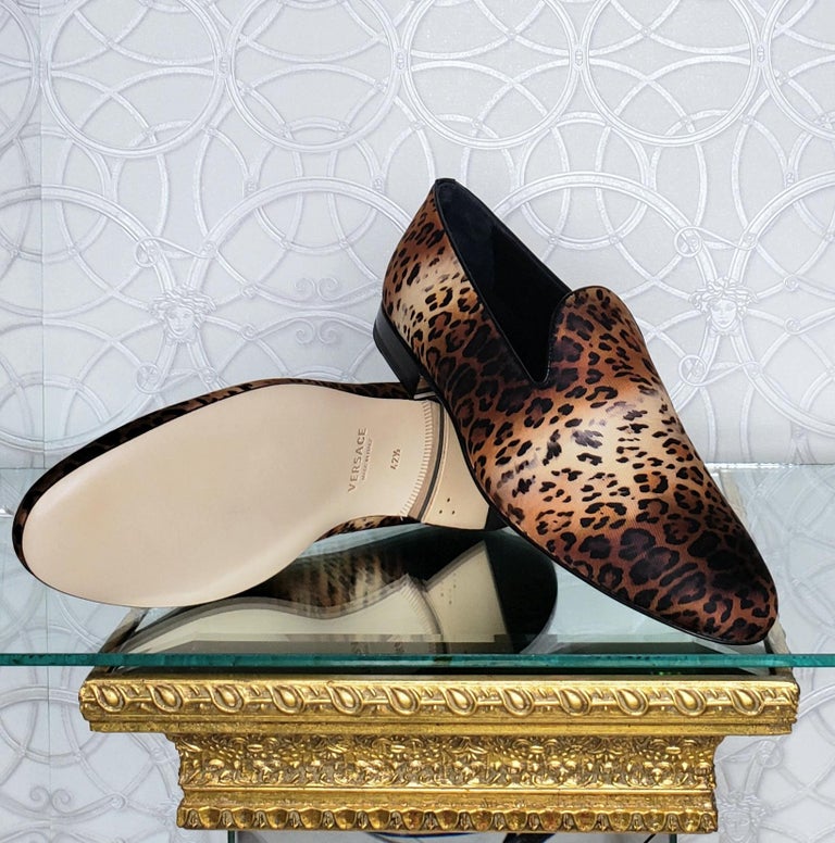 New Versace Silk Leopard Print Loafers Shoes 9.5; 10; 10.5; 13; 14 For Sale  at 1stDibs