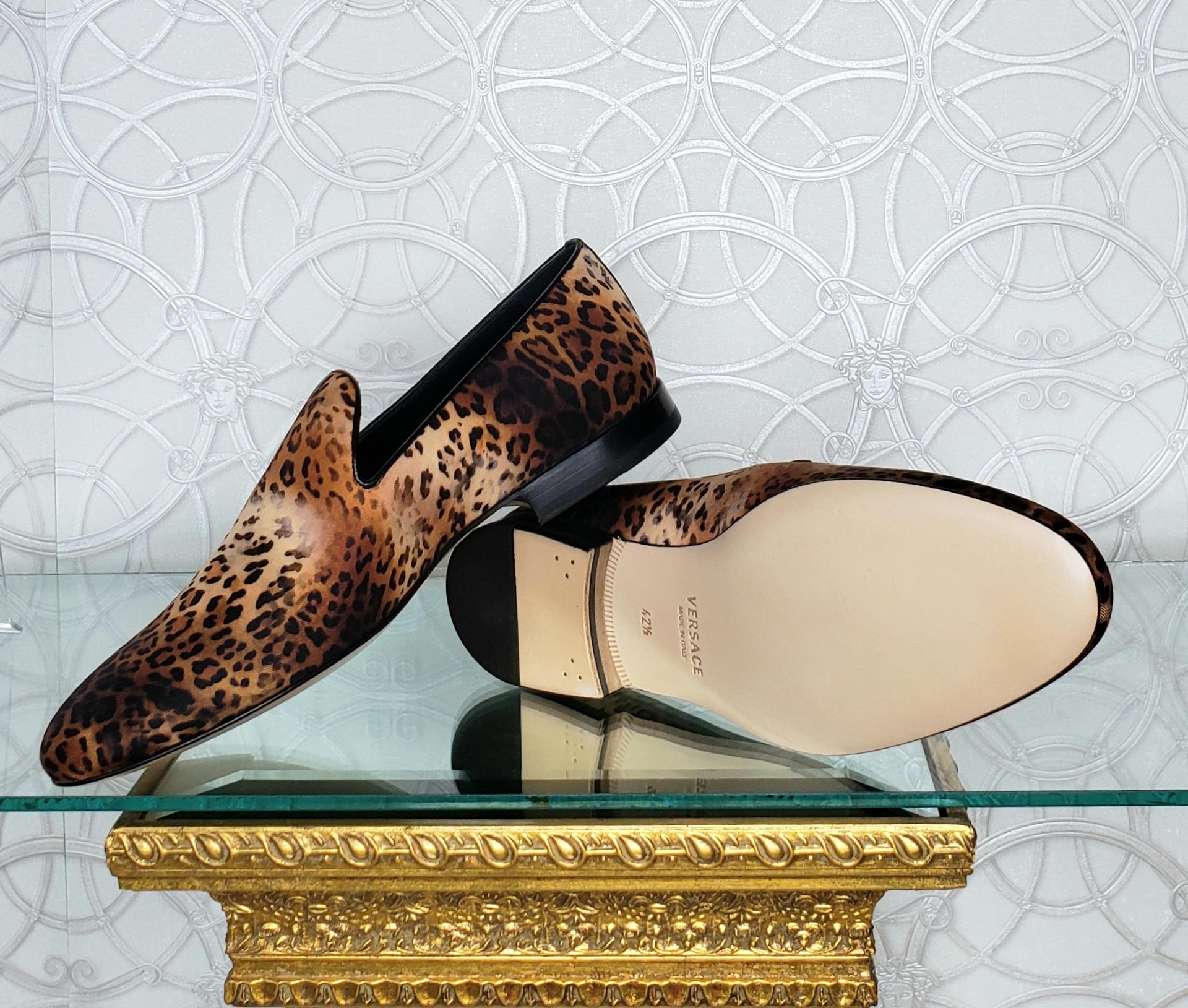 New Versace Silk Leopard Print Loafers Shoes  9.5; 10; 13; 14 For Sale 1