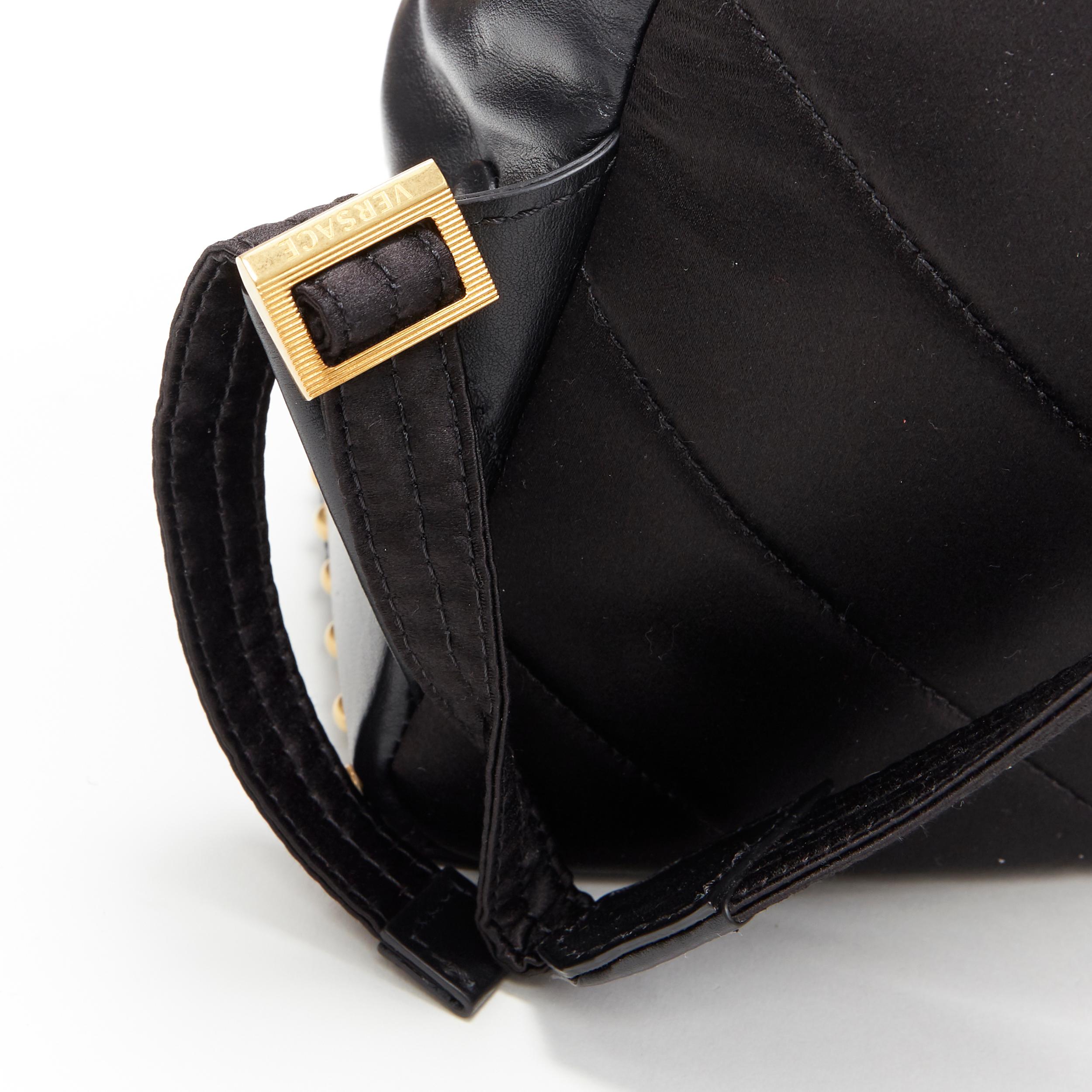 new VERSACE soft calkskin leather gold studded Medusa top zip pillow backpack 2