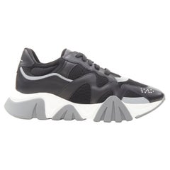 new VERSACE Squalo black leather mesh chunky sneakers D41 EU45 US12