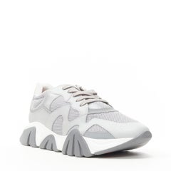 new VERSACE Squalo grey leather mesh chunky sneakers K48 EU45 US12