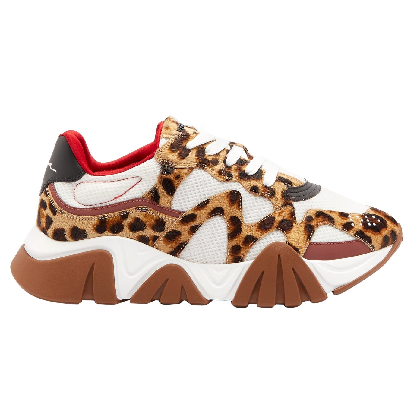 NOUVEAU TRAINERS EN CALF-HAIR VERSACE SQUALO LEOPADR PRINT 41 - 8