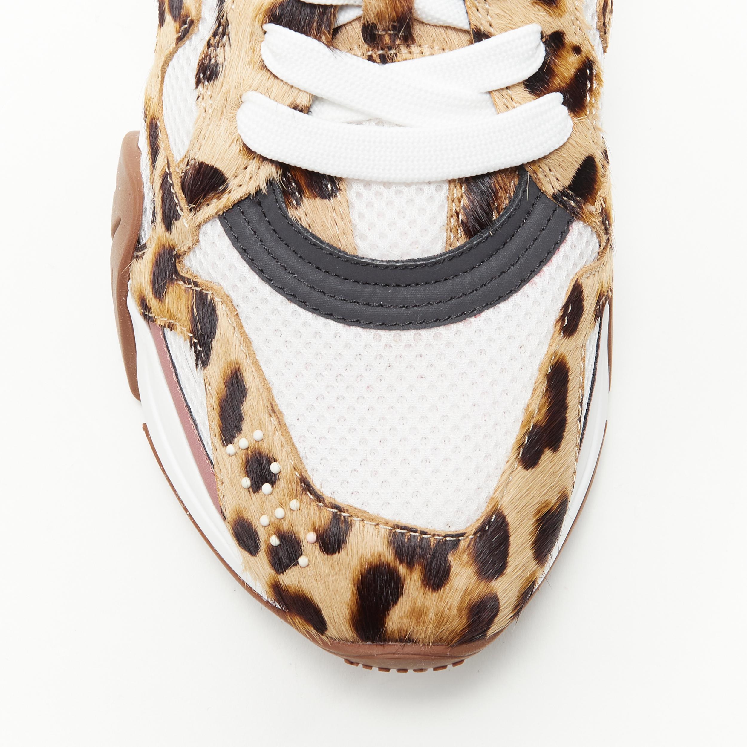 new VERSACE Squalo leopard calf hair low top sneakers In Good Condition In Hong Kong, NT