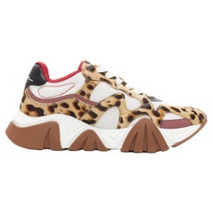 new VERSACE Squalo leopard calf hair low top sneakers