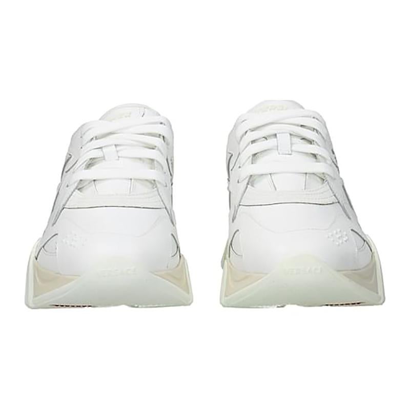 New VERSACE SQUALO WHITE CALF-HAIR TRAINERS 41-8; 42.5-9.5; 43-10; 45-12; 46-13 In New Condition In Montgomery, TX
