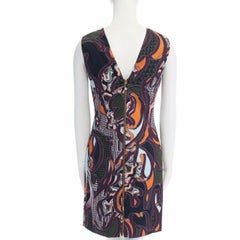 new VERSACE SS17 purple baroque logomania graphic print Medusa zip dress IT40 S