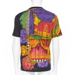 new VERSACE SS18 black cotton Medusa draped curtain gold rope print t-shirt 3XL