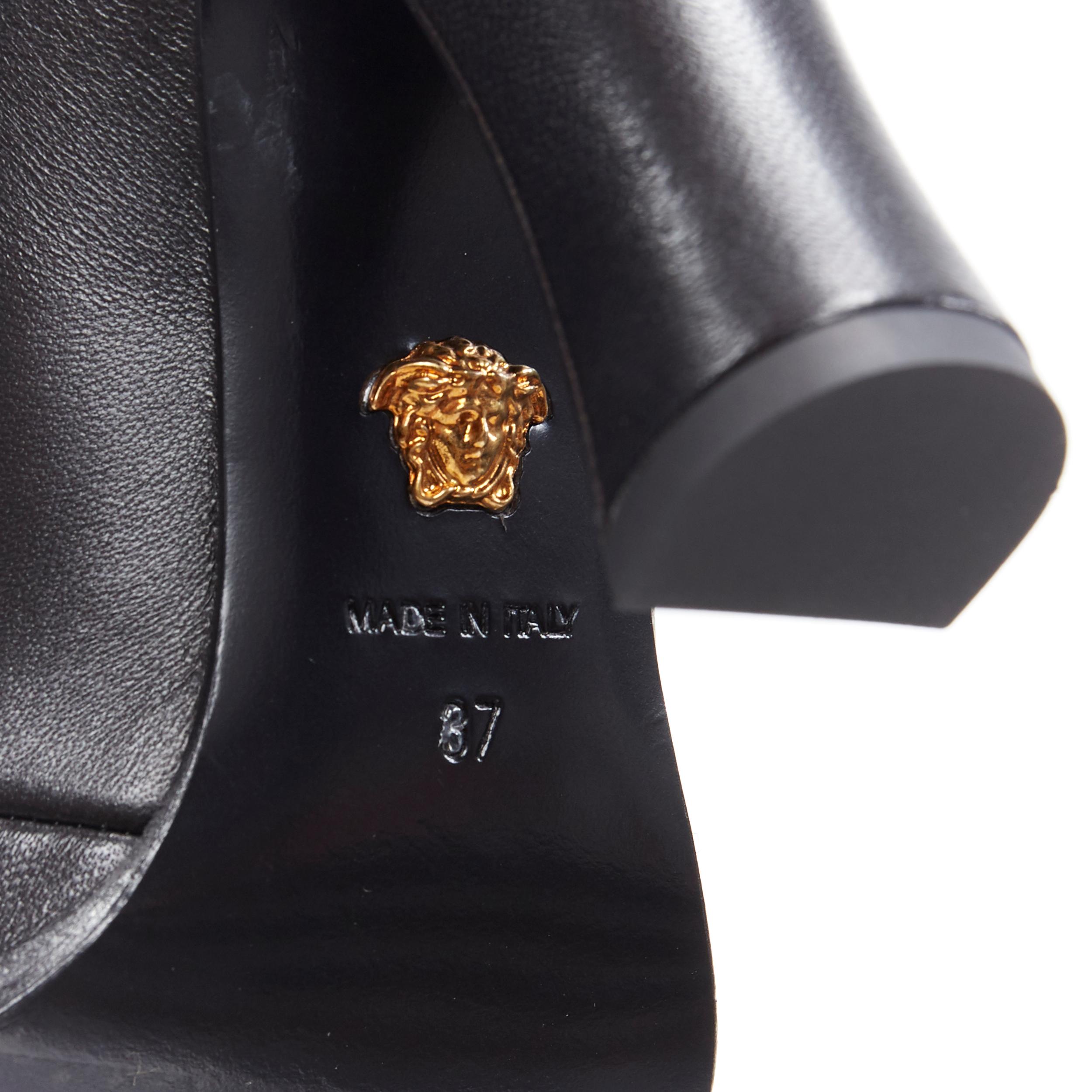 new VERSACE SS18 black leather Medusa chain charm chunky high heel loafer EU36 3