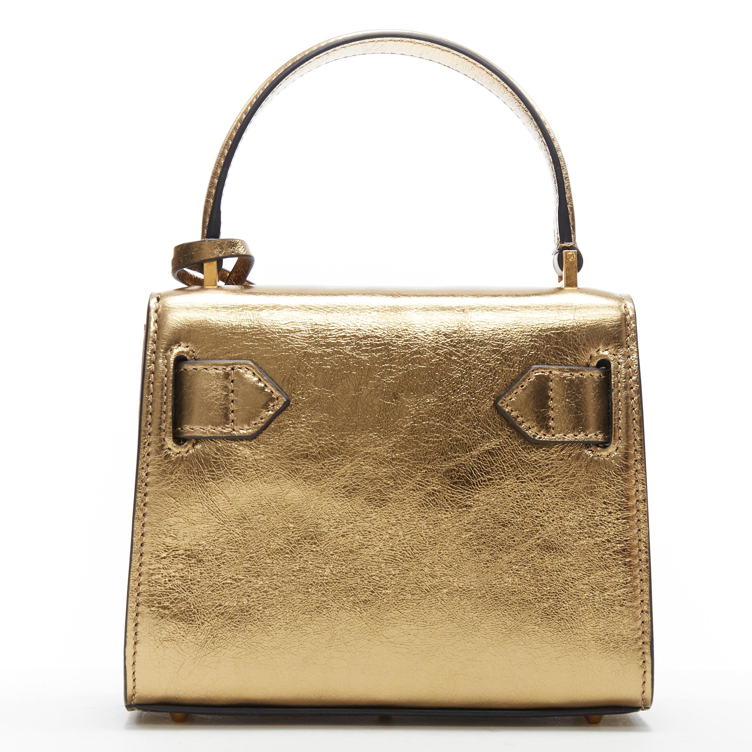Women's new VERSACE SS18 Diana Icon metallic gold calf leather Medusa mini kelly bag