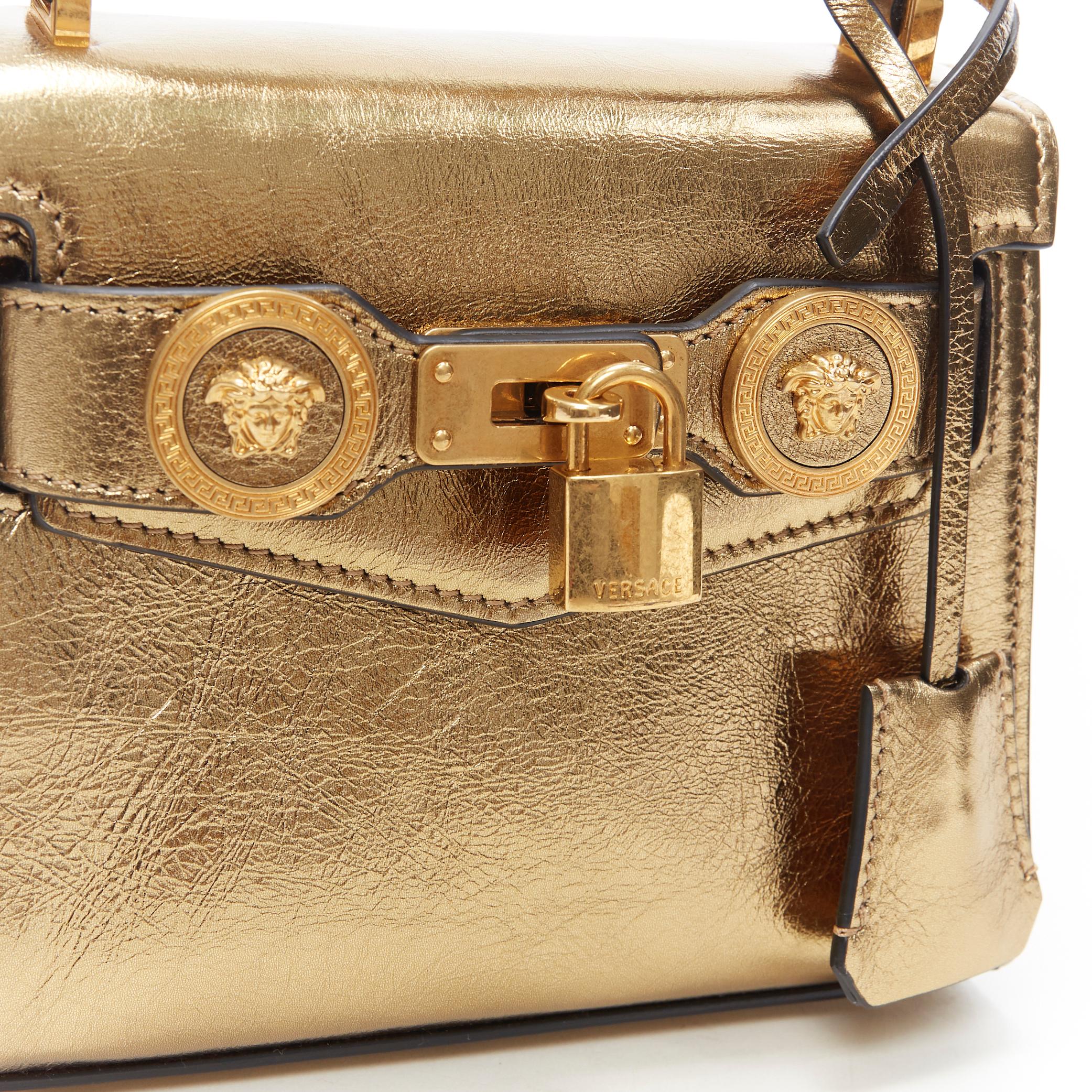 new VERSACE SS18 Diana Icon metallic gold calf leather Medusa mini kelly bag 2