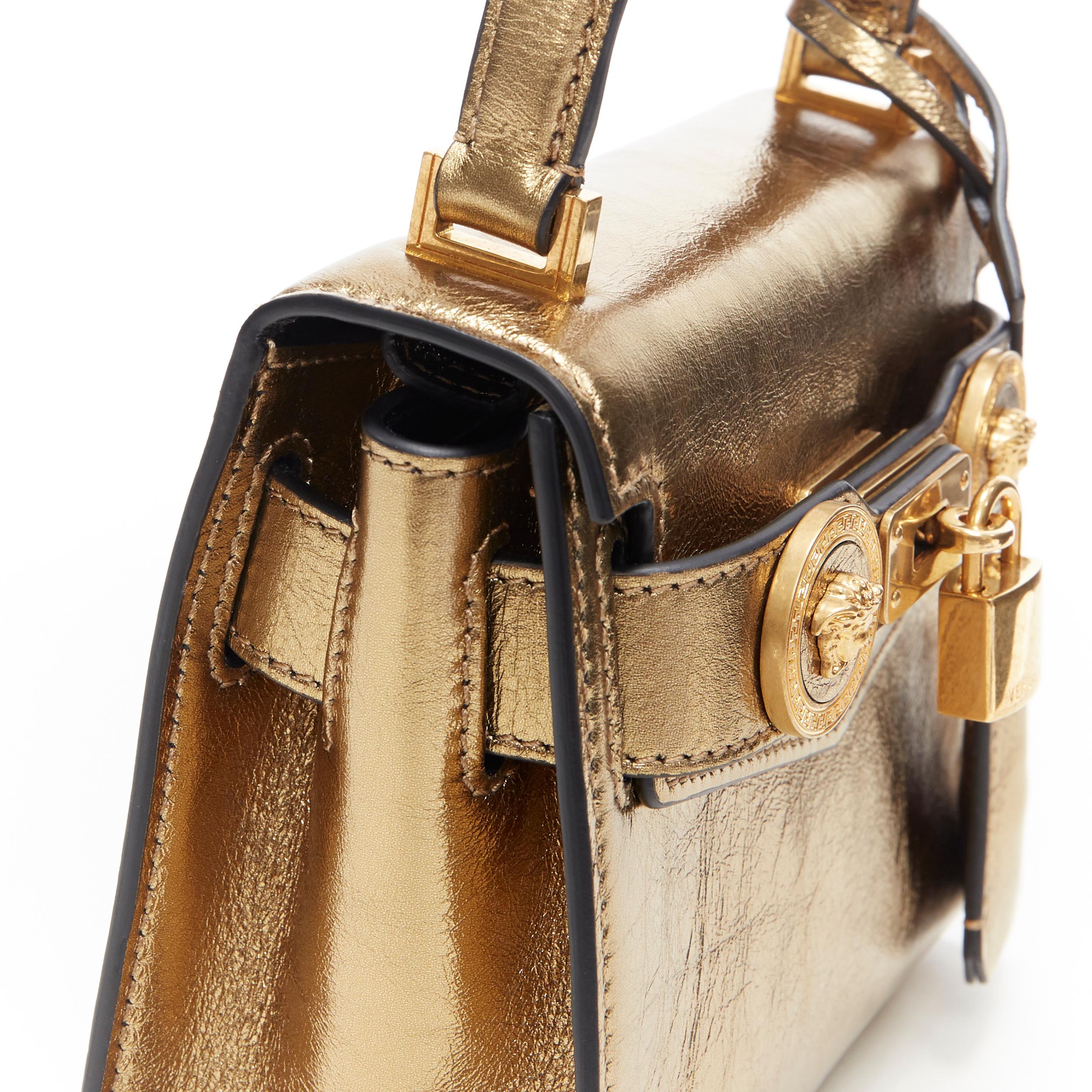 new VERSACE SS18 Diana Icon metallic gold calf leather Medusa mini kelly bag 3