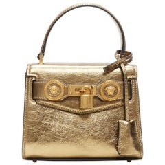 new VERSACE SS18 Diana Icon metallic gold calf leather Medusa mini kelly bag