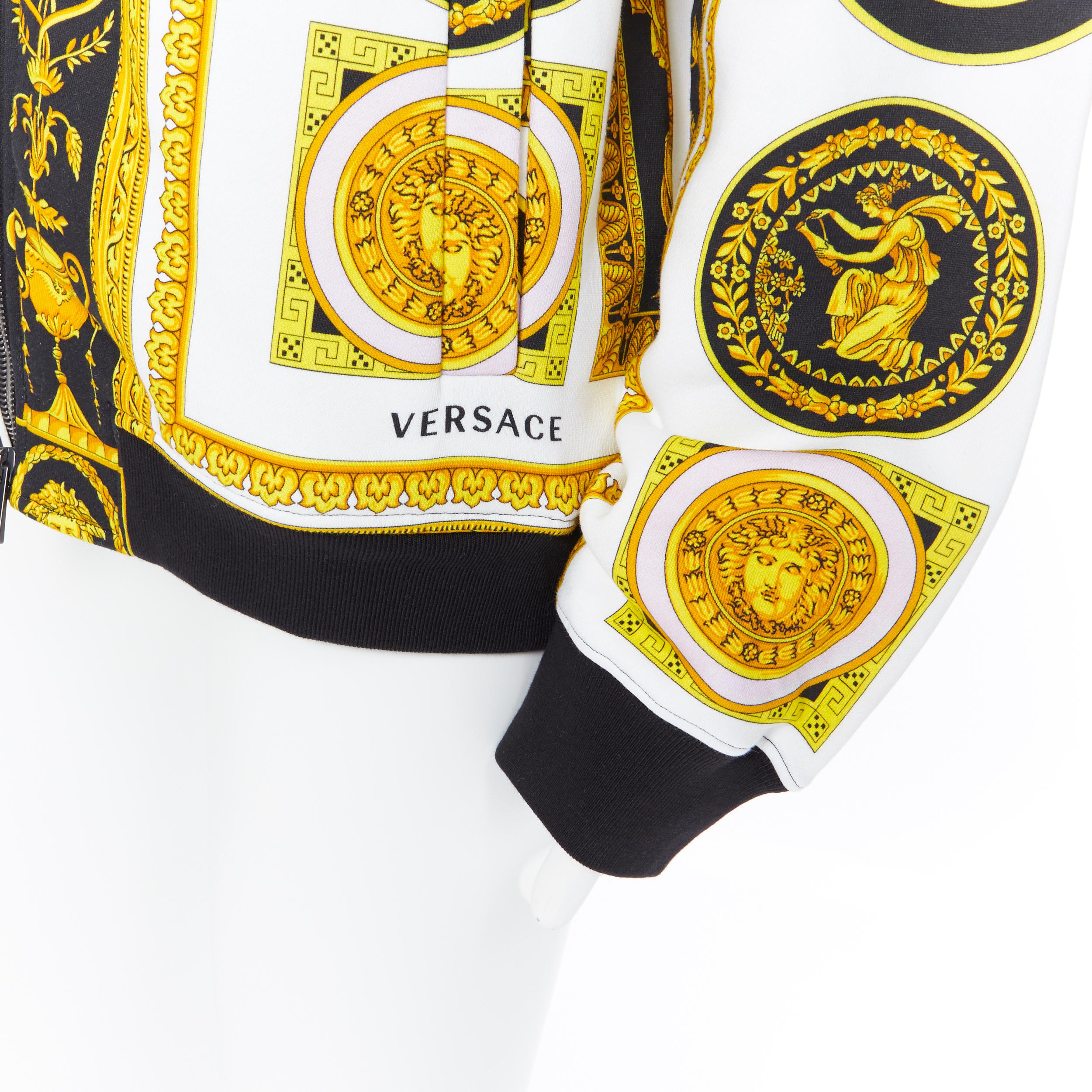 new VERSACE SS18 mixed gold baroque pastel face print zip up bomber jacket XXL 2
