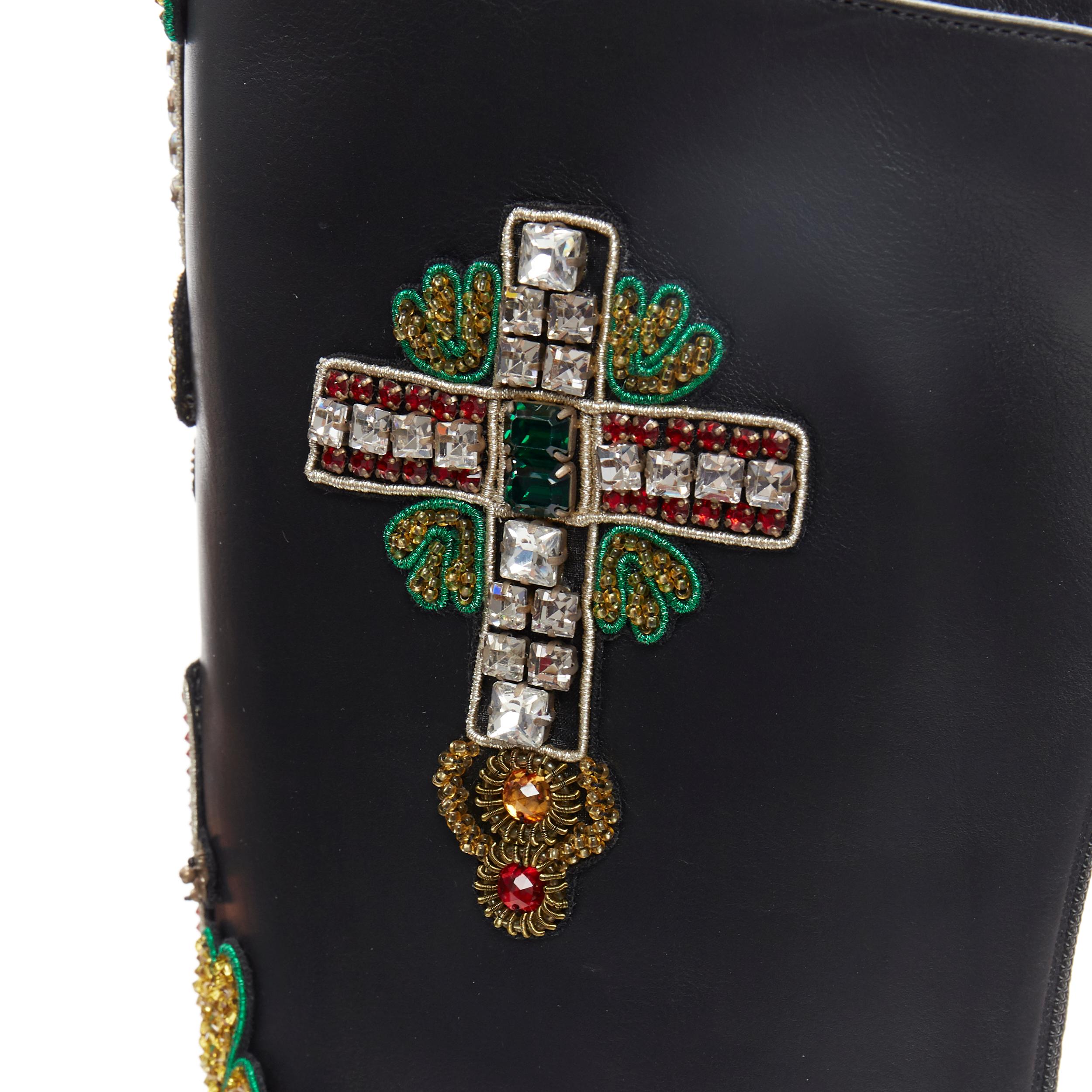 new VERSACE SS18 Runway Byzantine Cross strass jewel embellished knee boot EU38 2