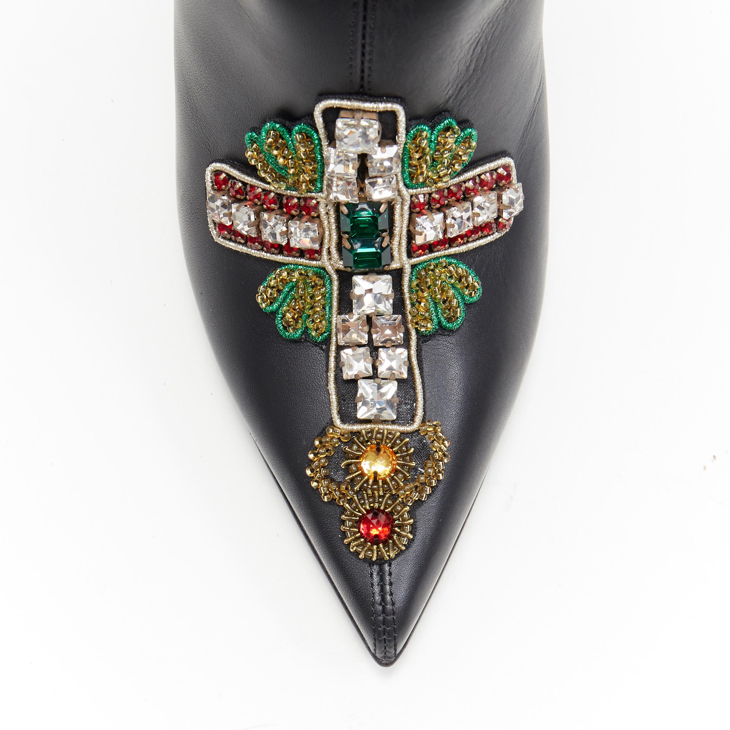 new VERSACE SS18 Runway Byzantine Cross strass jewel embellished knee boot EU38 1