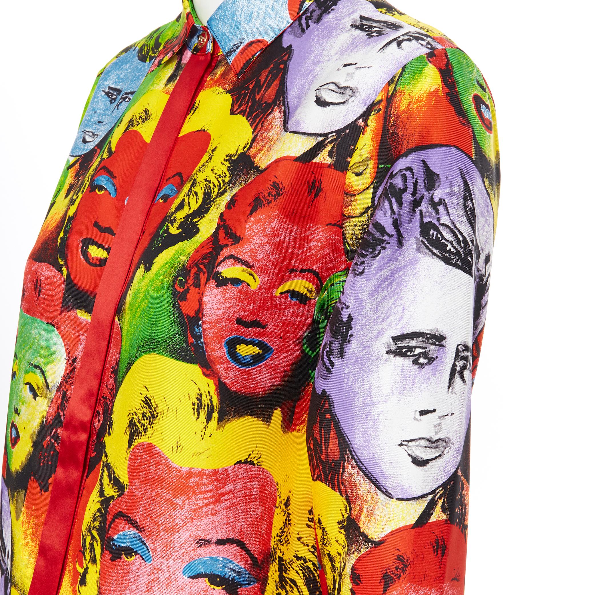 new VERSACE SS18 Runway Tribute Pop Marilyn Monroe James Dean silk shirt IT42 M 3