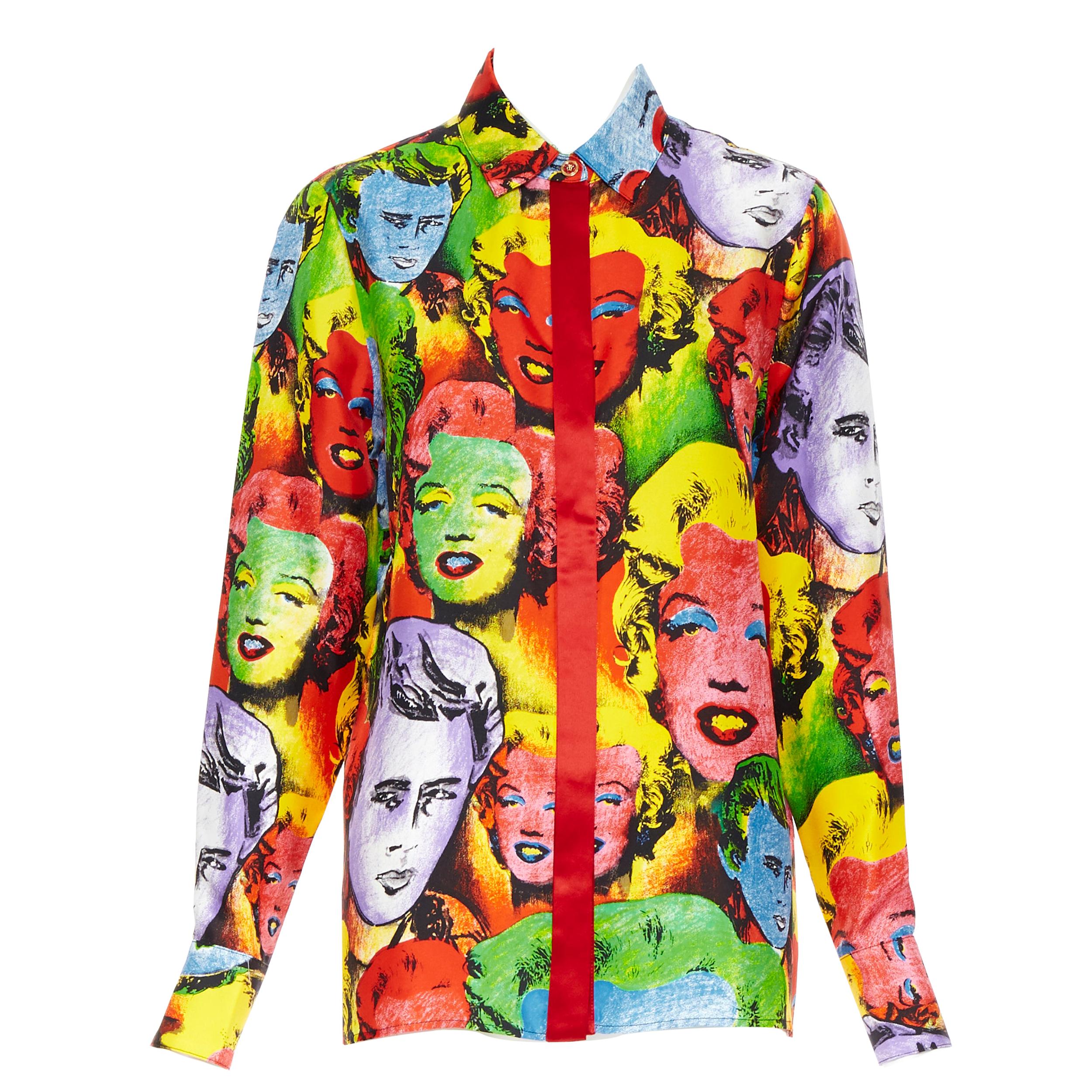 new VERSACE SS18 Runway Tribute Pop Marilyn Monroe James Dean silk shirt IT42 M