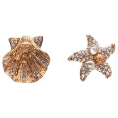 new VERSACE SS18 Tresor De La Mer gold jewel starfish shell crystal earring
