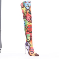 new VERSACE SS18 Tribute 1990 Marilyn Monroe James Dean pop art knee boots EU39