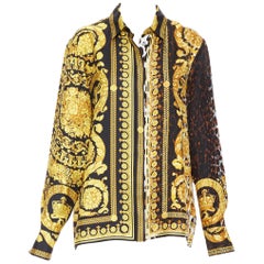 new VERSACE SS18 Tribute Baroque SS1992 leopard print archive silk shirt IT48