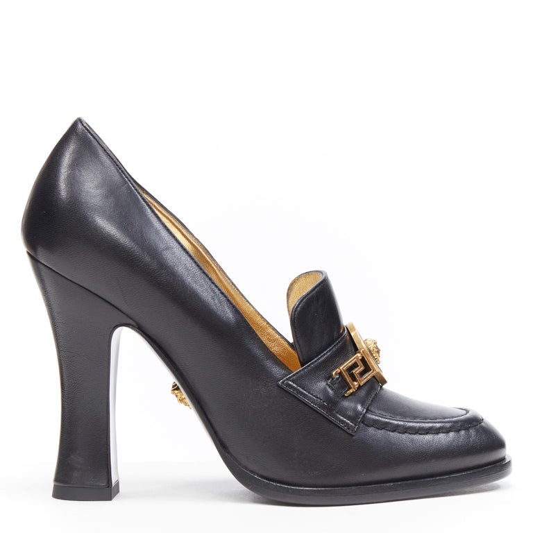 new VERSACE SS18 Tribute black leather gold Medusa greca chain